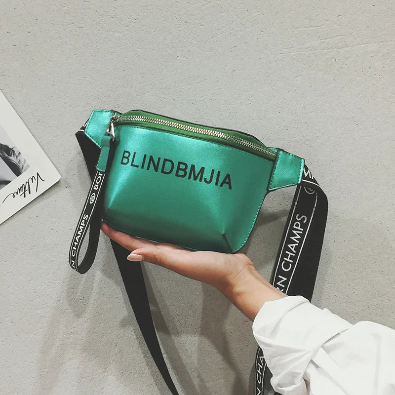 PU Leather Waist Bag Women Letter Fanny Packs Belt Bag Female Chest Handbag