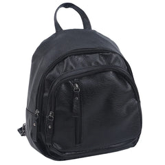 Small Zipper Women Backpack PU Leather Student Rucksack