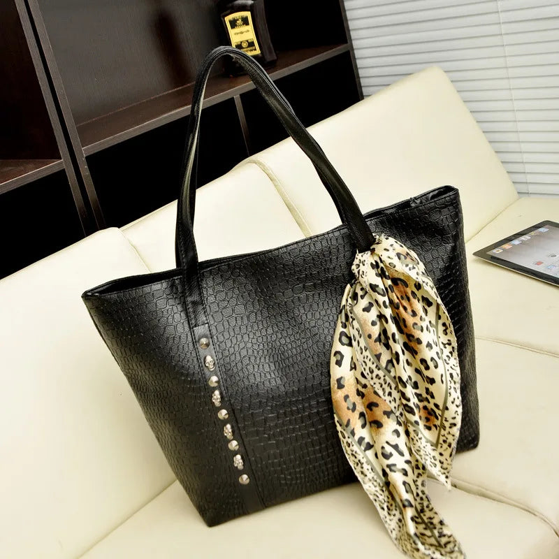 PU Leather Women Skull Printed Bag Female Solid Punk Shoulder Bag