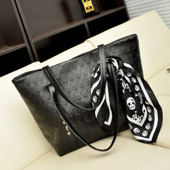 PU Leather Women Skull Printed Bag Female Solid Punk Shoulder Bag
