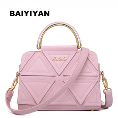 PU Leather Women's Tote Bag Triangle Patchwork Shoulder Bag