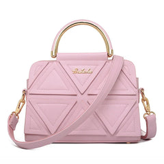 PU Leather Women's Tote Bag Triangle Patchwork Shoulder Bag