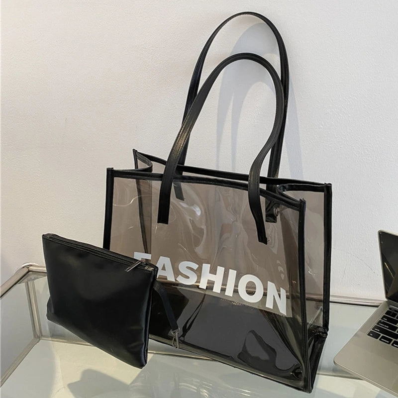 PVC Jelly Bag Clear Handbag Summer Shoulder Bags Tote for Girls