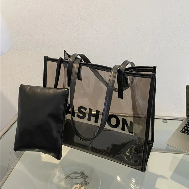 PVC Jelly Bag Clear Handbag Summer Shoulder Bags Tote for Girls