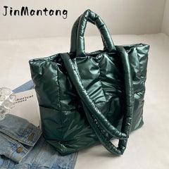 Padded Women's Winter Shoulder Bag Large Tote Crossbody Top-handle Bag
