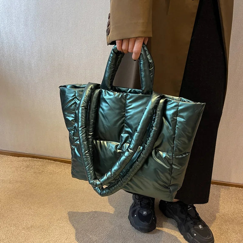 Padded Women's Winter Shoulder Bag Large Tote Crossbody Top-handle Bag
