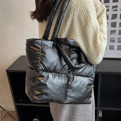 Padded Women's Winter Shoulder Bag Large Tote Crossbody Top-handle Bag