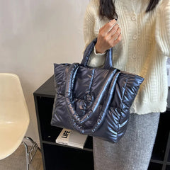 Winter Padded Large Tote Shoulder Bag for Women