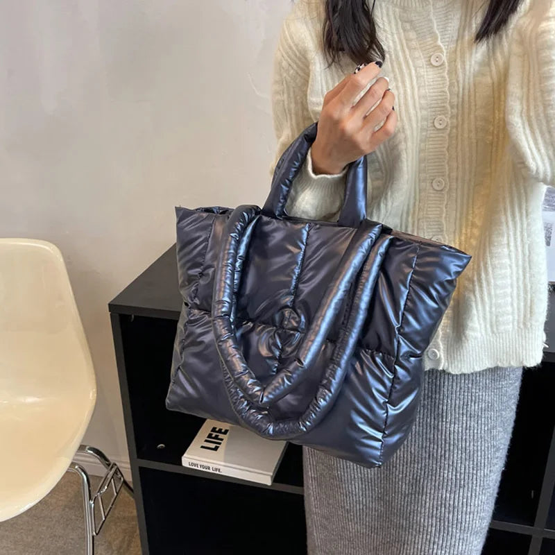 Padded Women's Winter Shoulder Bag Large Tote Crossbody Top-handle Bag