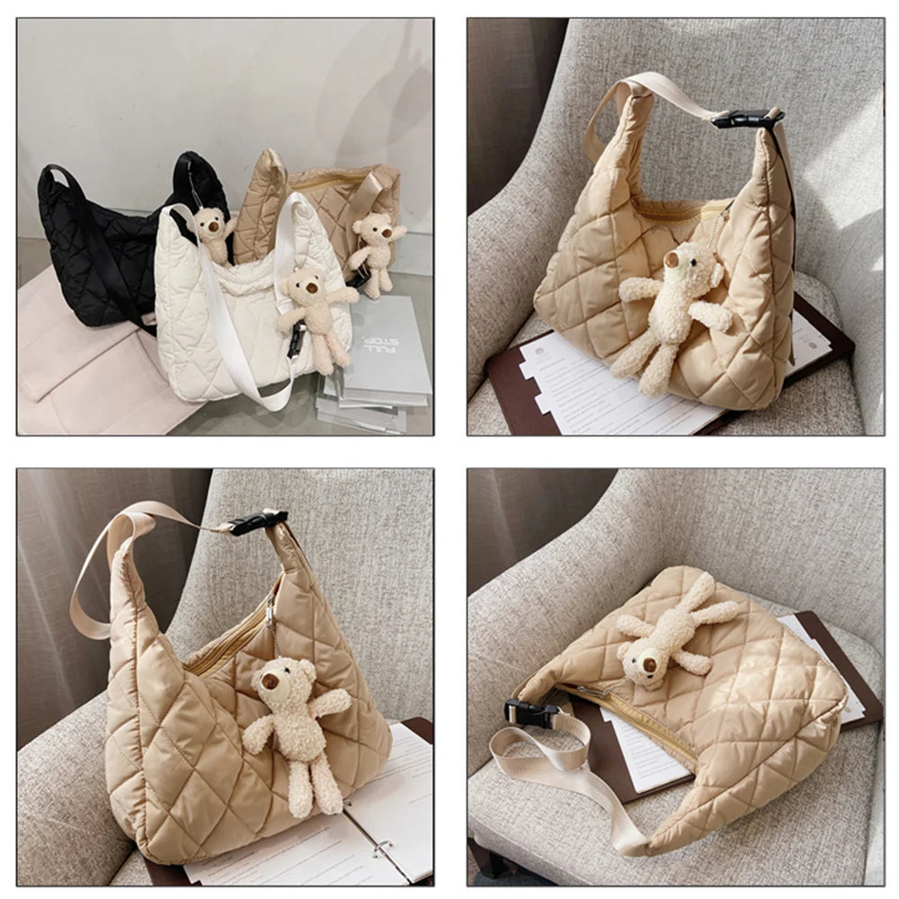 Quilted Nylon Woman Shoulder Bag Crossbody Winter Hobo