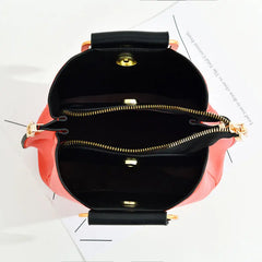 Patchwork Bag Wide Strap PU Leather Two Straps Women Shoulder Crossbody Bag