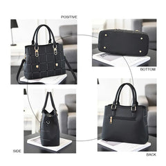 Plaid Leather Women Shoulder Bag High-capacity Messenger Clutch Handbag