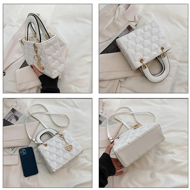 Heart Embossed Wedding Tote Shoulder Bag for Women