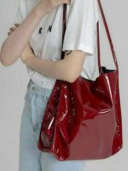 Vintage Patent Shoulder Bag for Women
