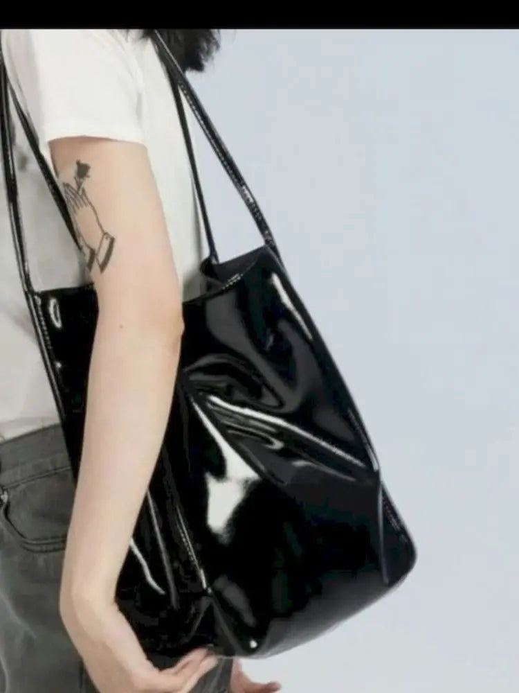Vintage Patent Shoulder Bag for Women