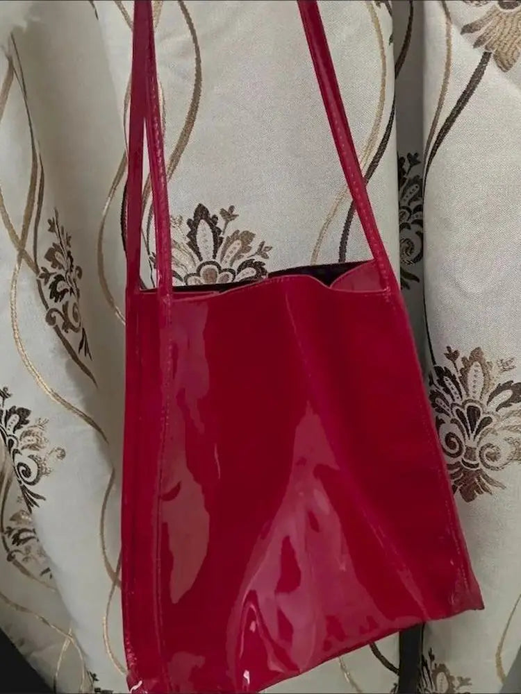 Vintage Patent Shoulder Bag for Women