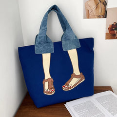 Canvas Shoulder Bag Large Capacity Travel Shopping Tote