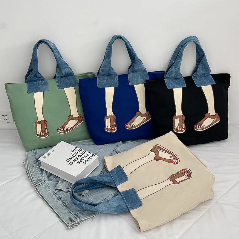 Canvas Shoulder Bag Large Capacity Travel Shopping Tote