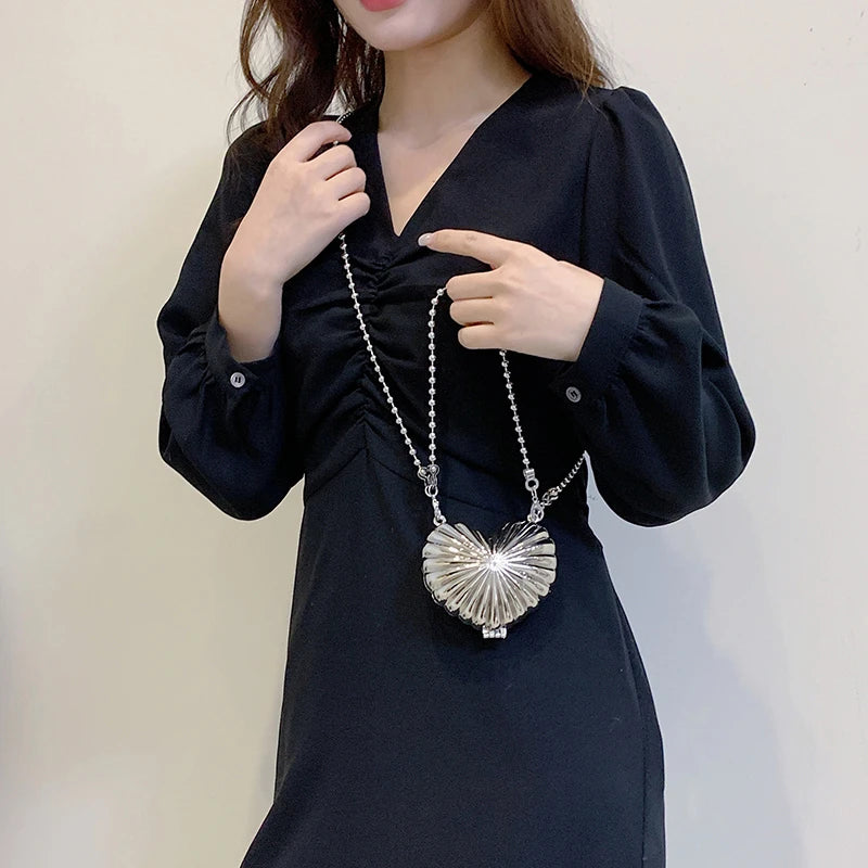 Love-Shaped Chain Shoulder Bag Lipstick Coin Purse