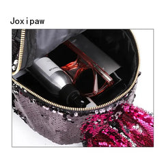 Sequins Rabbit Ears Backpack for Women Mini School Bag