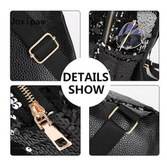 Sequins Rabbit Ears Backpack for Women Mini School Bag
