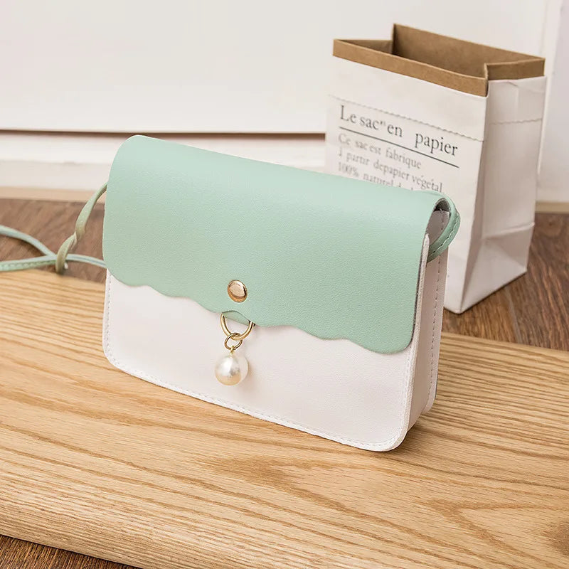 Pink Leather Crossbody Bags Women Girl Solid Shoulder Messenger Bag Ladies