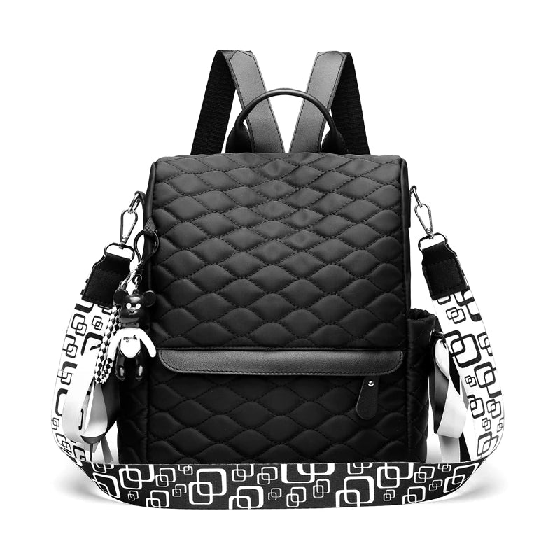 Plaid Canvas Women Backpack Anti-theft Shoulder Bag School Bag