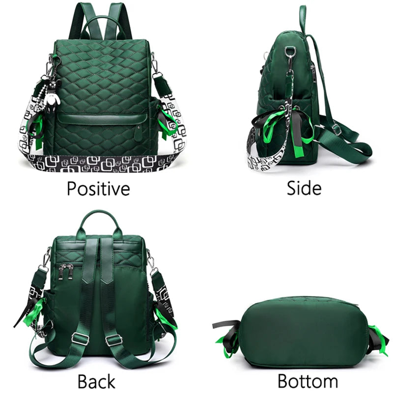 Plaid Canvas Women Backpack Anti-theft Shoulder Bag School Bag