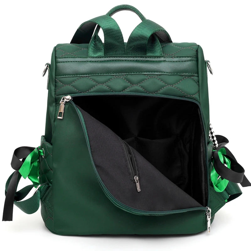 Plaid Canvas Women Backpack Anti-theft Shoulder Bag School Bag