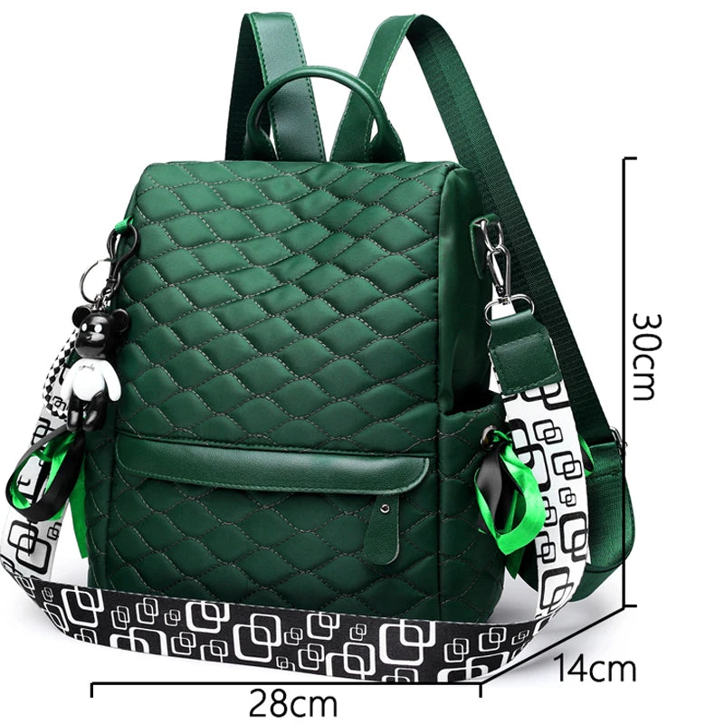 Plaid Canvas Women Backpack Anti-theft Shoulder Bag School Bag