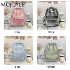 Plaid Backpack Student School Fresh Teenager Girl Laptop Bookbag