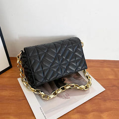 Plaid Chain Shoulder Bags for Women Thick Chain Underarm Bags Purses