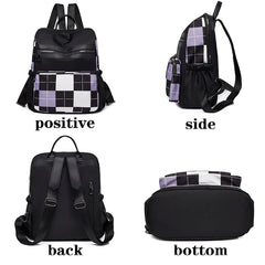 Plaid Print Backpack Oxford Fabric Lightweight School Bags