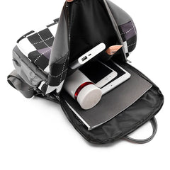 Plaid Print Backpack Oxford Fabric Lightweight School Bags