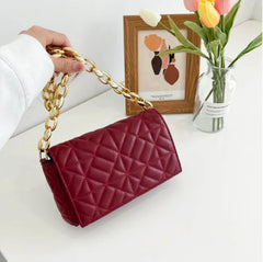 Plaid Shoulder Bag with Chunky Chain for Women