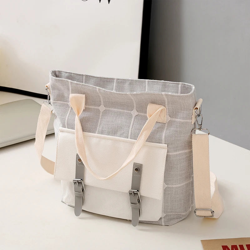 Plaid Shoulder Bag Canvas Crossbody Harajuku Messenger Handbag