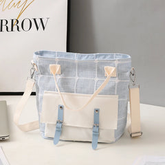 Plaid Shoulder Bag Canvas Crossbody Harajuku Messenger Handbag