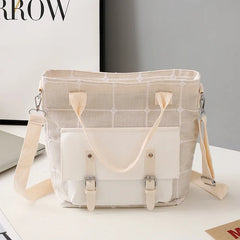 Plaid Shoulder Bag Canvas Crossbody Harajuku Messenger Handbag
