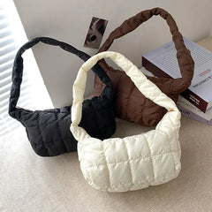 Plaid Women Hobos Shoulder Bags Solid Ladies Lingge Underarm Bag