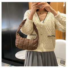 Plaid Women Hobos Shoulder Bags Solid Ladies Lingge Underarm Bag