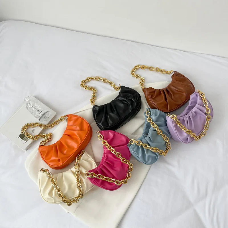 Plated Cloud Bag PU Leather Shoulder Crossbody Bag