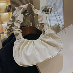 Pleated Handlebags For Women Cloud PU Bags Leisure Armpit Bag