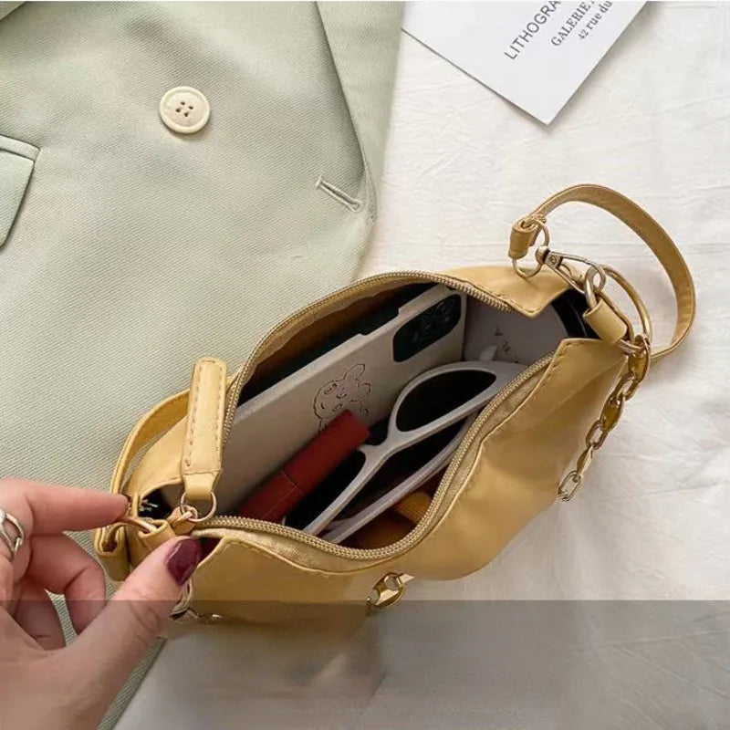 Pleated Handlebags For Women PU Cloud Bags Leisure Armpit Bag