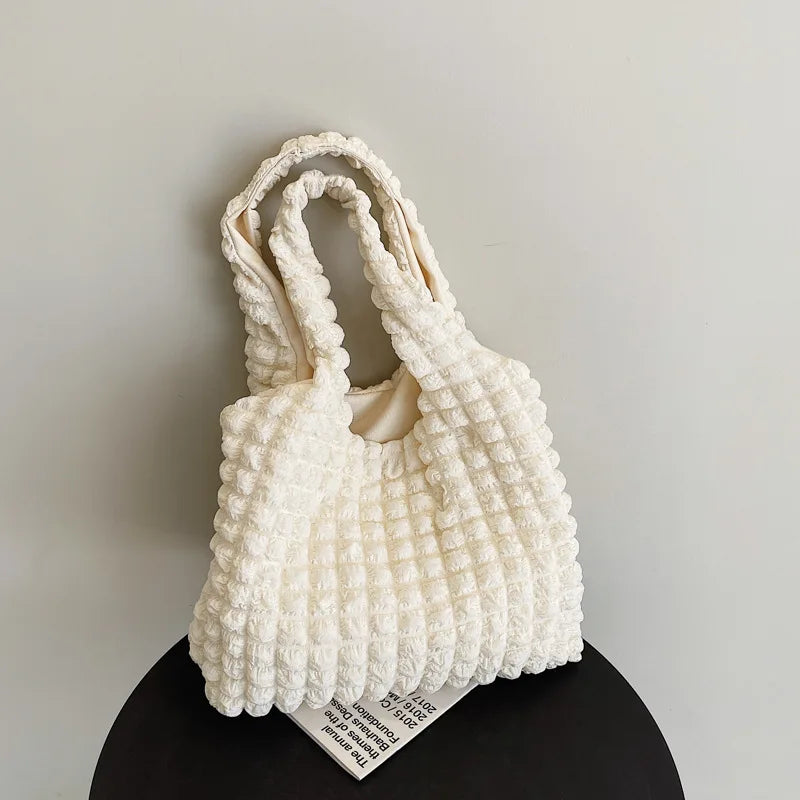 Pleated Shoulder Bag Female Large Capacity Tote Bag Cloud