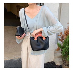 Pleated Mini Tote Shoulder Bag Soft PU Leather Clutch Purse Handbags