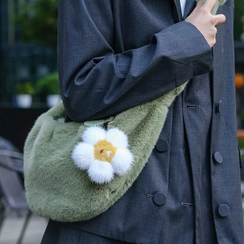 Women's Large-Capacity Furry One-Shoulder Bag
