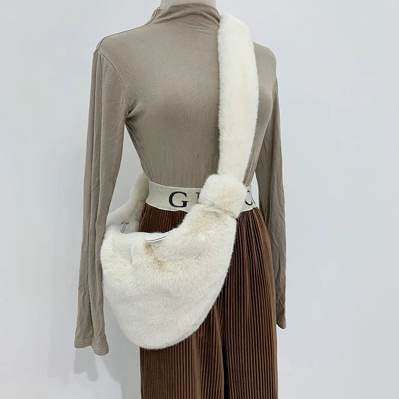 Women's Large-Capacity Furry One-Shoulder Bag