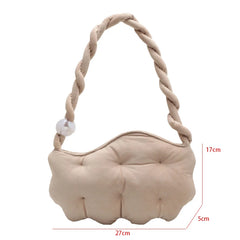 Plush Shopping Bag Retro Rope Handle Tote Clutch Bag For Women