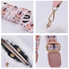 Soft Faux Fur Shoulder Bag with Wide Strap for Women