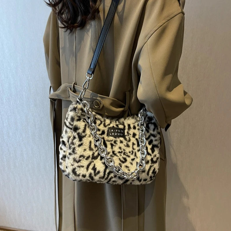 Plush Shoulder Bags Women Winter Handbags Daily Versatile Female Handbag